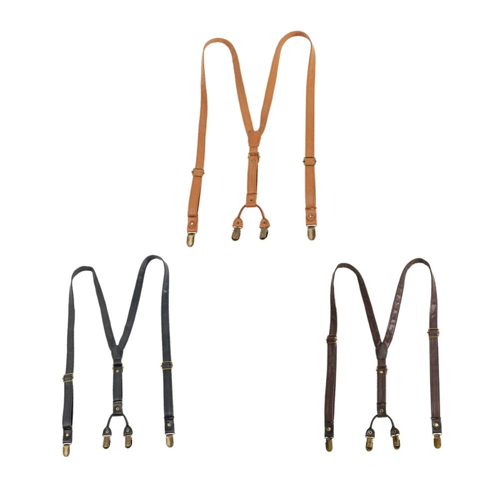 Brown Suspenders for Men Black Suspender Clip Simple Leather Suspenders  Gift