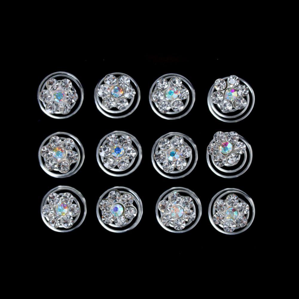 12 шт. модные свадебные хрустальные стразы спиральные заколки-зажимы для волос головной убор невесты шпильки для волос