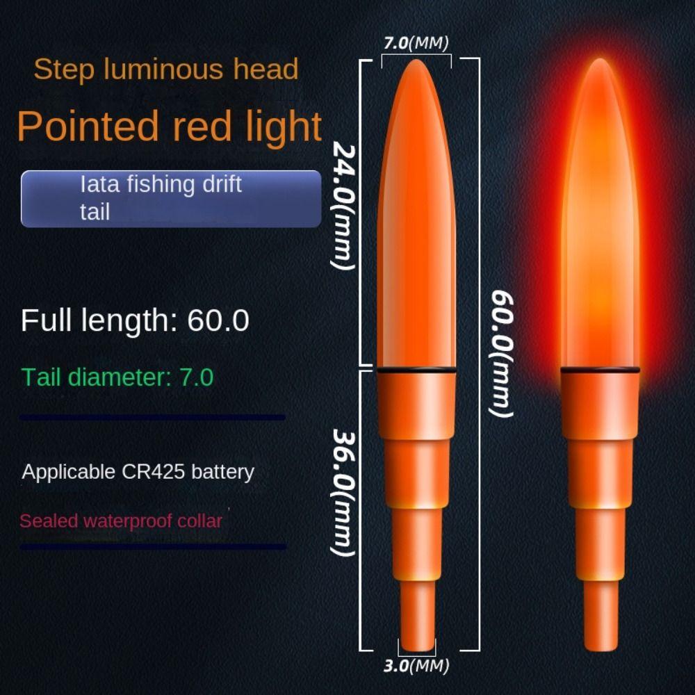 1 шт. Суперяркий светодиодный рыболовный поплавок, светящийся верх для ночной рыбалки, верх поплавка, батарейка CR425