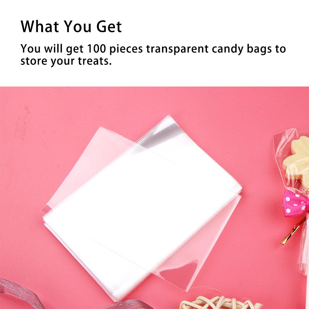 100 шт. прозрачные пакеты для конфет с плоским открытым верхом OPP целлофановая упаковка для леденцов на день рождения подарочные наборы для самостоятельной уборки