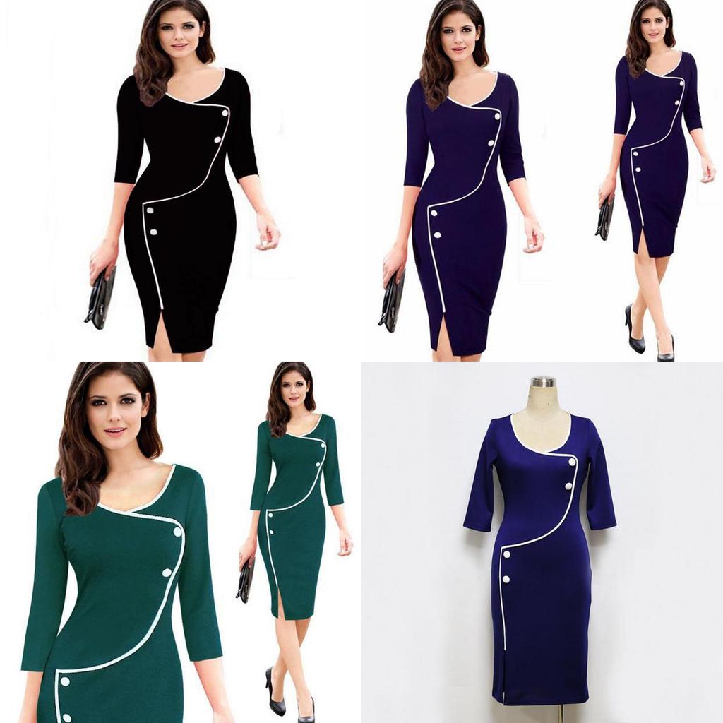 Элегантное женское винтажное платье-бриф с разрезом снизу и неподвластным времени дизайном с глубоким О-образным вырезом