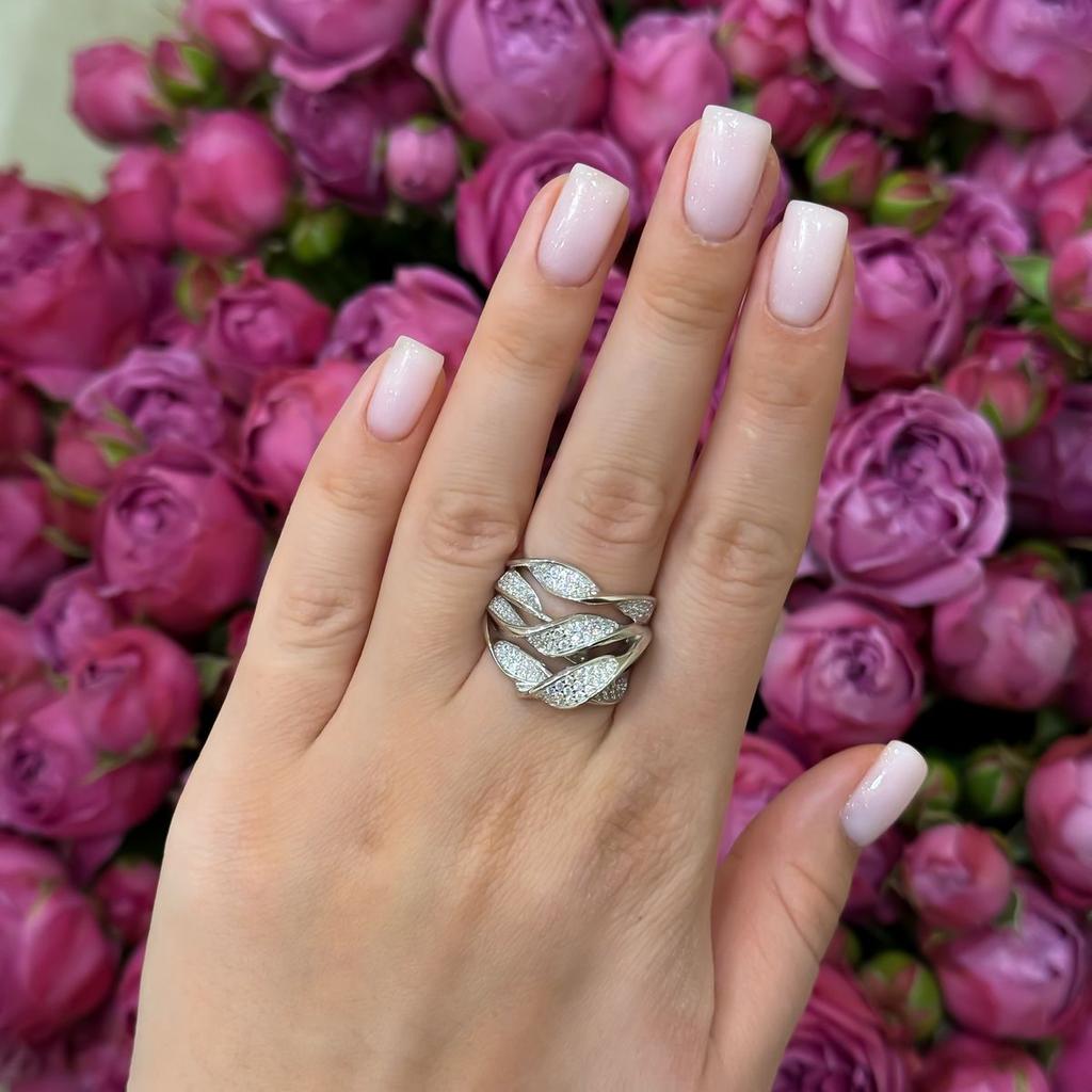 Серебряное кольцо с фианитами, емаллю, вес изделия 9,85 гр (2175254)