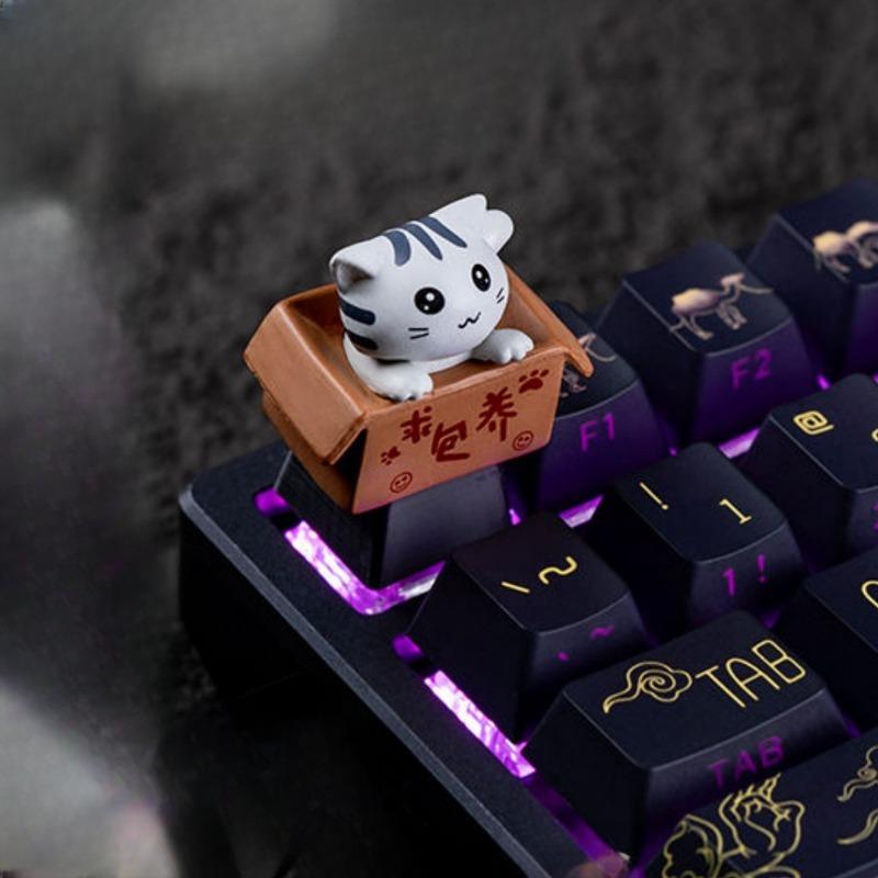 Милые Кошачьи Смоляные Кейкапы Персонализированные Совместимые с Cross Switch для Механической Клавиатуры DIY Запасные Аксессуары