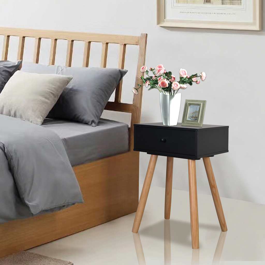 Nightstands 2 pcs Solid Pine Wood 40 x 30 x 61 cm Black