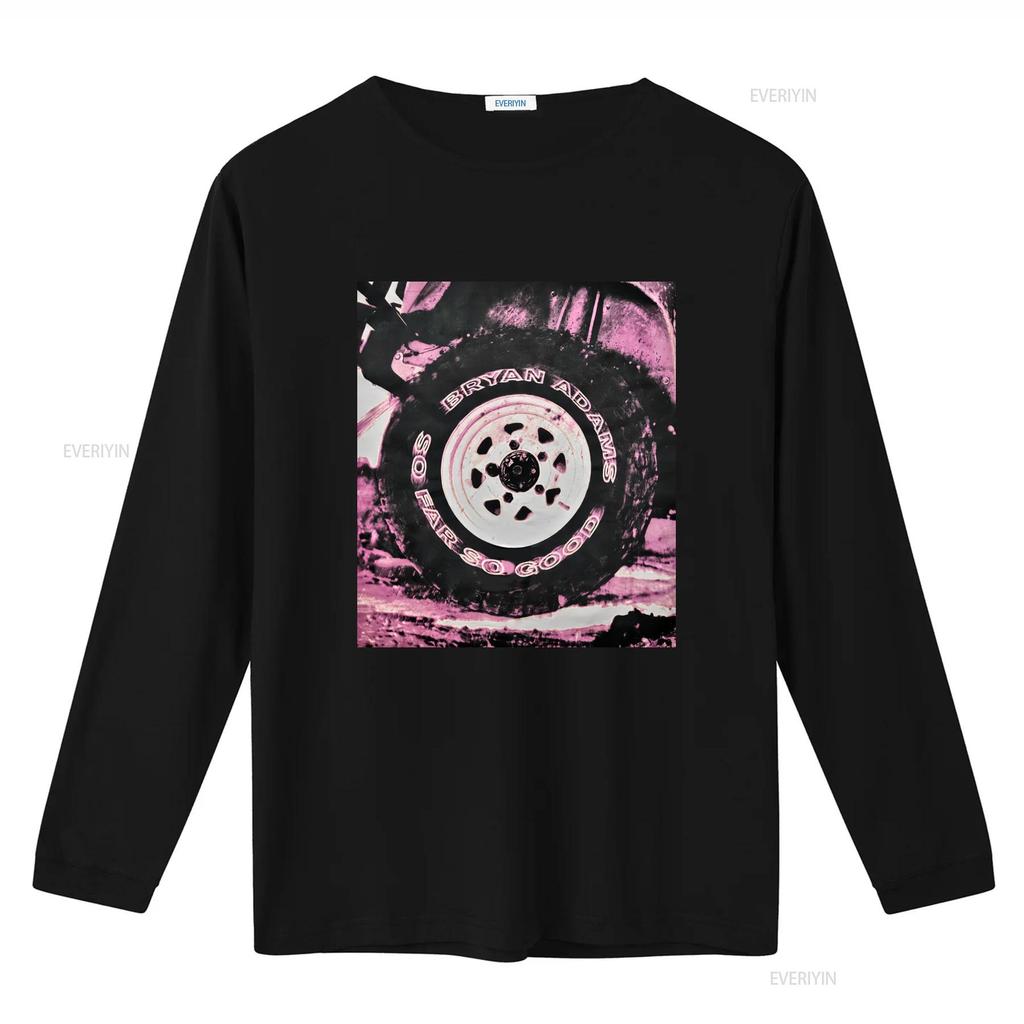 Retro Vintage Bryan Adams Rock Band So Far Good Tire Print Casual T Shirt Vintage Washed Stretched Soft Homme Versatile Graphic