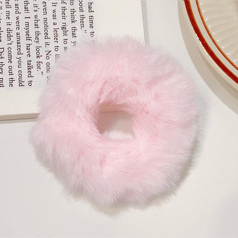 2 Pcs New Colorful Fluffy Hair Band for Women Girls Ponytail Holder Hair Tie Plush Scrunchie Rubber Band Fashion Hair Accessories