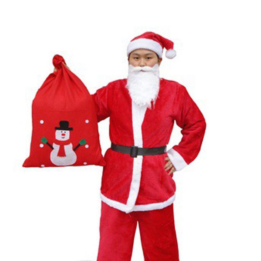 Polyester Adults For Men White and Red Belt Cosplay Suits Christmas Clothes Santa Claus Costume Hat