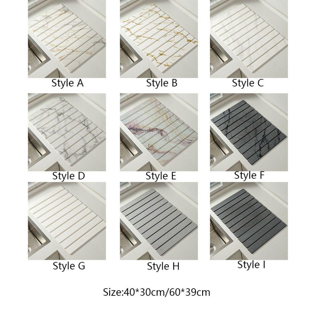 Foldable Dish Drainer Mat Absorbent Placemat Bathroom Rug Stone Dish Drying Mat Sink