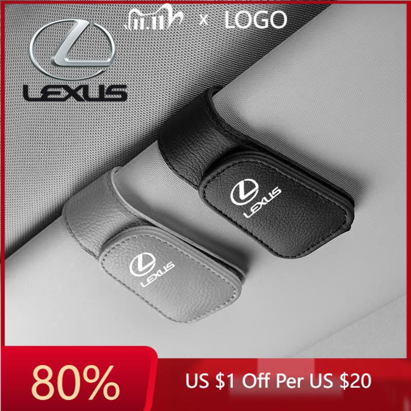2026 Hot Interior Stickers Lexus Car Sun Visor Sunglasses Holder PU Leather Glasses Clip For RX330 IS250 Ct200h ES300h RX350 IS3