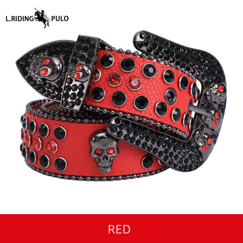 Модный ремень с черепом Мужской Женский Ремень со стразами Панк Хип-хоп Кожаный ремень Джинсы Платье Блестящая пряжка для ремня