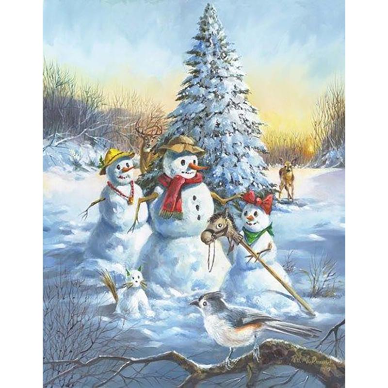 DIY Snow Winter 5D Diamond Painting Full Round Drill Scenic Diamond Embroidery Cross Stitch Mosaic Kits Wall Art Home Decor