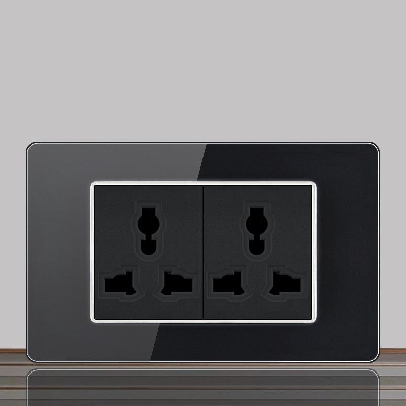 Brazil US Wall Light Switch Power Socket with USB Type-c 20W,Italy Chilean Fast Charging Tempered Glass Panel Universal Outlet