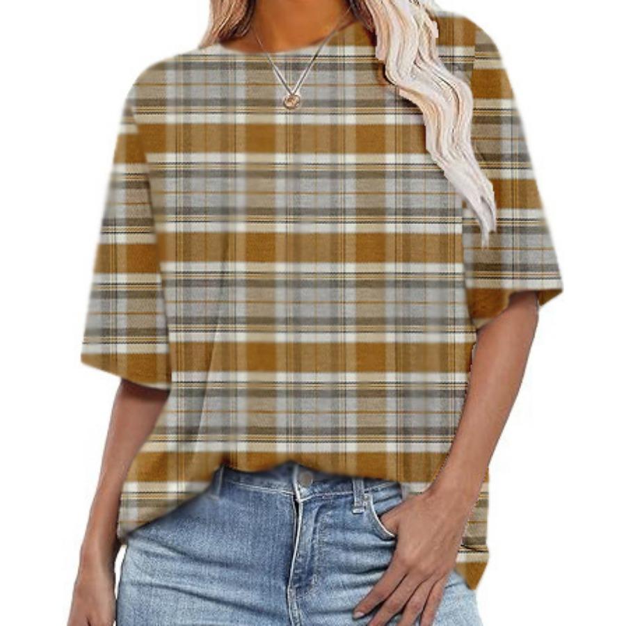 Женские повседневные свободные футболки с круглым вырезом и короткими рукавами в полоску с цифровой печатью для женщин