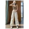Summer Thin High Waist Tied Feet Wide Legs Two Wear Drawstring Casual Sweatpants
