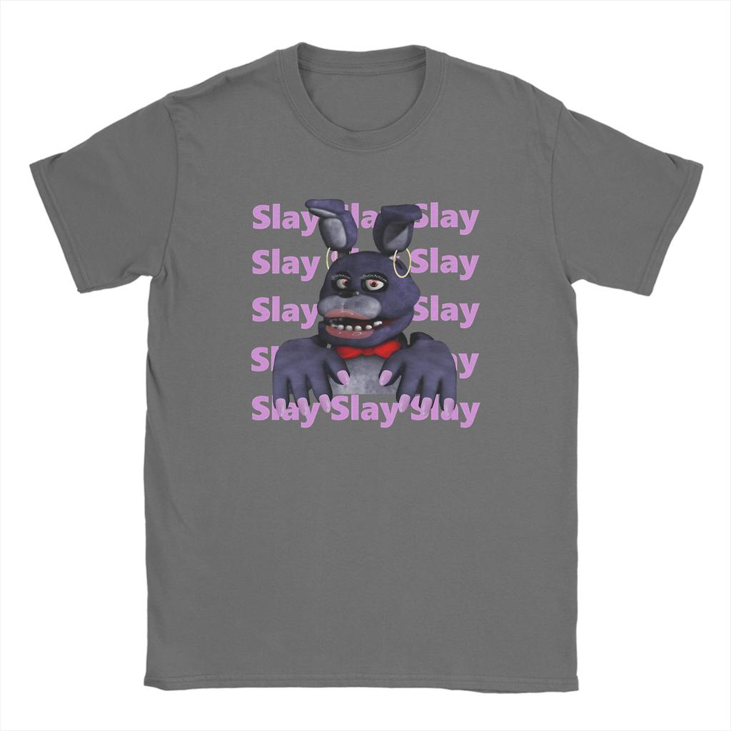 Мем Fnaf slay на месячных Мужские футболки FNAF At Freddys Футболка с коротким рукавом Круглый вырез Футболка Чистый хлопок Летняя одежда