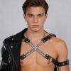 Мужской регулируемый кожаный (PU) body-harness с цепочками и кисточками - Модный черный нагрудный ремень для вечеринок, выступлений
