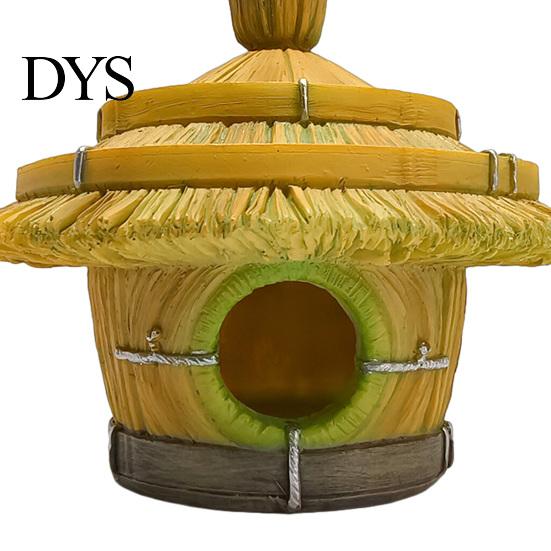 Waterproof Bird House for Patio Thatched Hut House, Decorative Resin Weatherproof Habitat Porch Hanging Shelter Outdoor Garden Backyard Decor Wildlife