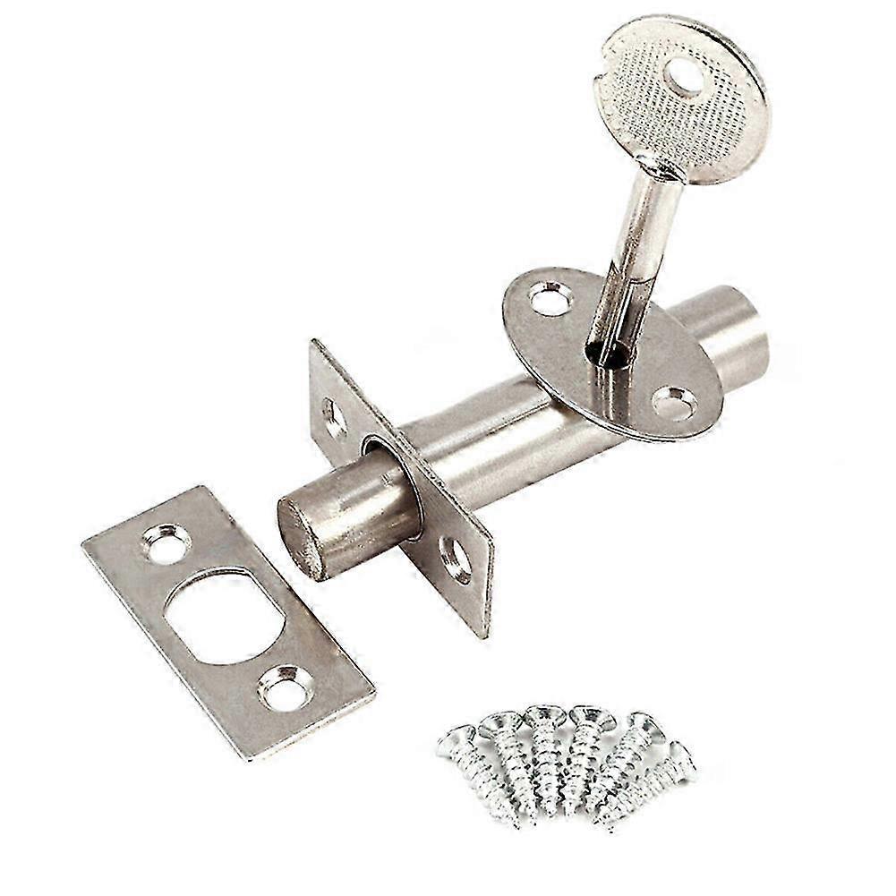 26-27 2 Set Door Hardware Security Door Bolts Dead Latch Lock Invisible Stainless Steel Lock With Fitting & Star Key Covers
