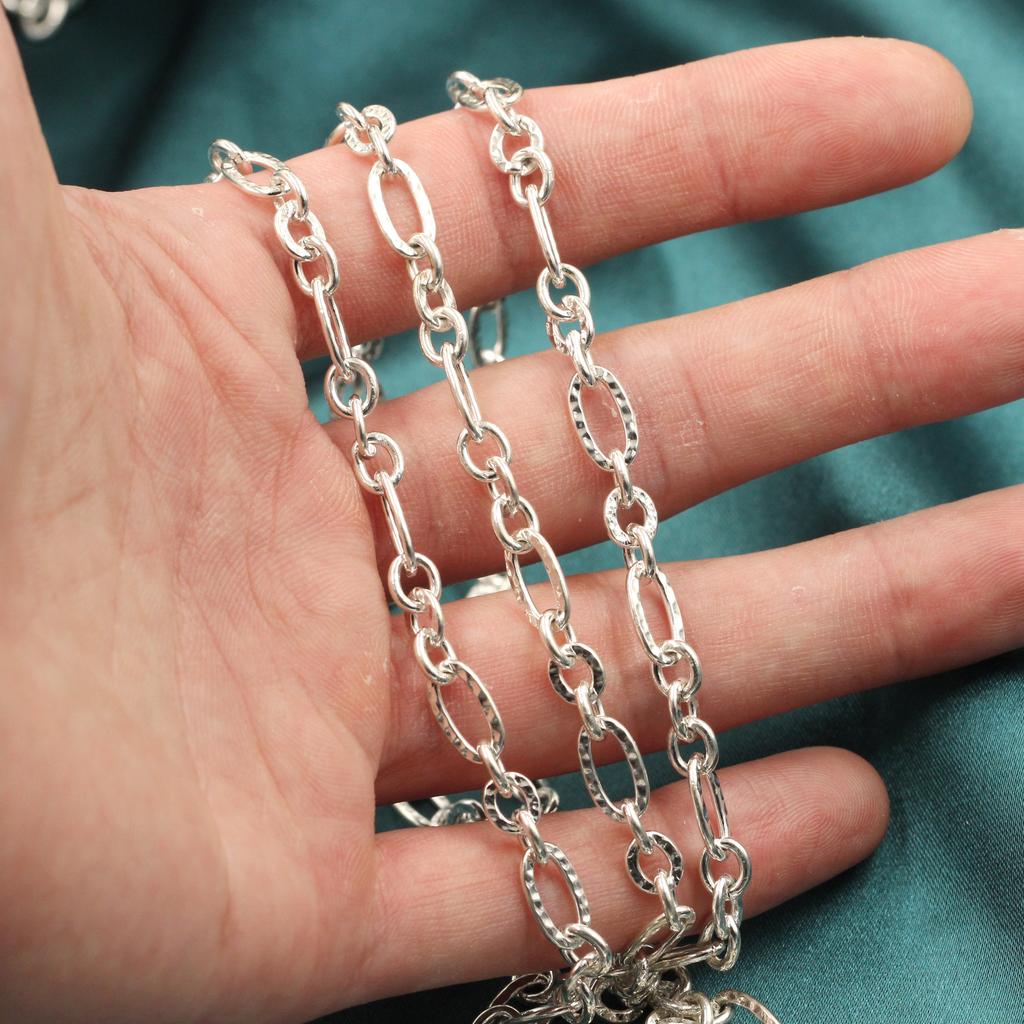 Fashion Jewelry Findings Sterling Silver 925 3+1 Flat Dapped Mariner Chain for Jewelry Making Bracelet Anklet