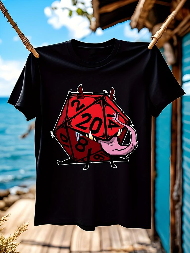 Funny Dungeons and Dragons D20 Dice Mimic Puppy Graphic T...