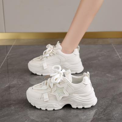 CRLAYDK Массивные кроссовки для женщин Модные клиновидные кожаные повседневные туфли для ходьбы Платформа Удобные спортивные теннисные для леди