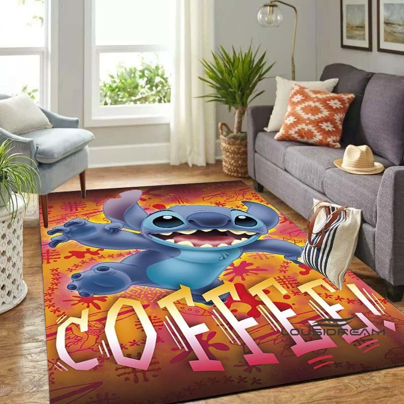 Personalized name-customized rug, "Stitch" print, suitable for living rooms, bedrooms, large-sized soft rug, home décor, sofa