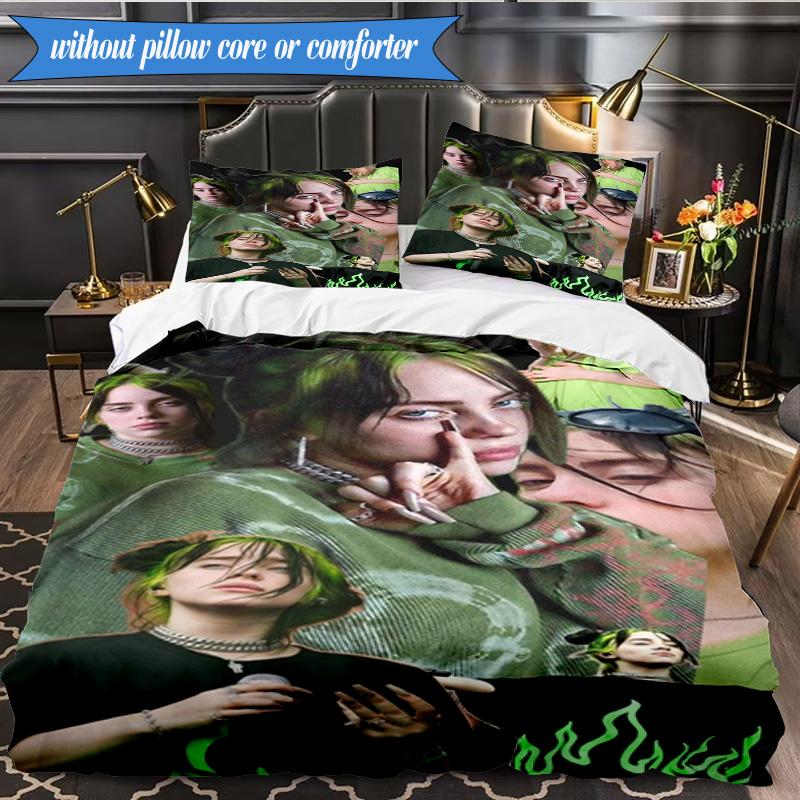 Bi-llie music Artwork 3pcs K-pop music group Bedding set,Ideal for Bedroom, Dormitory,Including Duvet Cover And 2pcs Pillowcases,Fan gifts