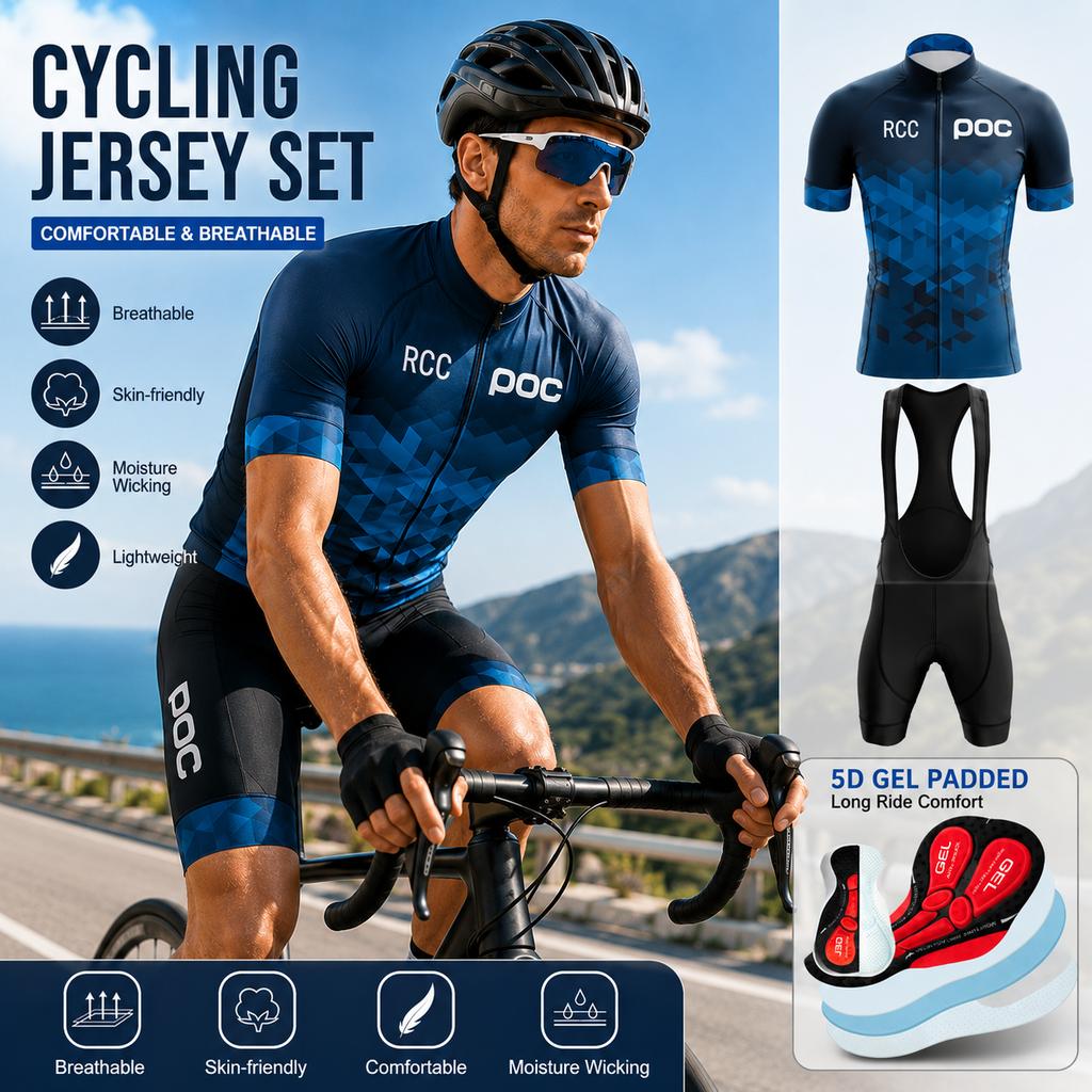 Rcc Poc 2026 Heren Fietsshirt Set Zomer Fietskleding Mtb Bike Kleding Uniform Maillot Ropa Ciclismo Fietspak