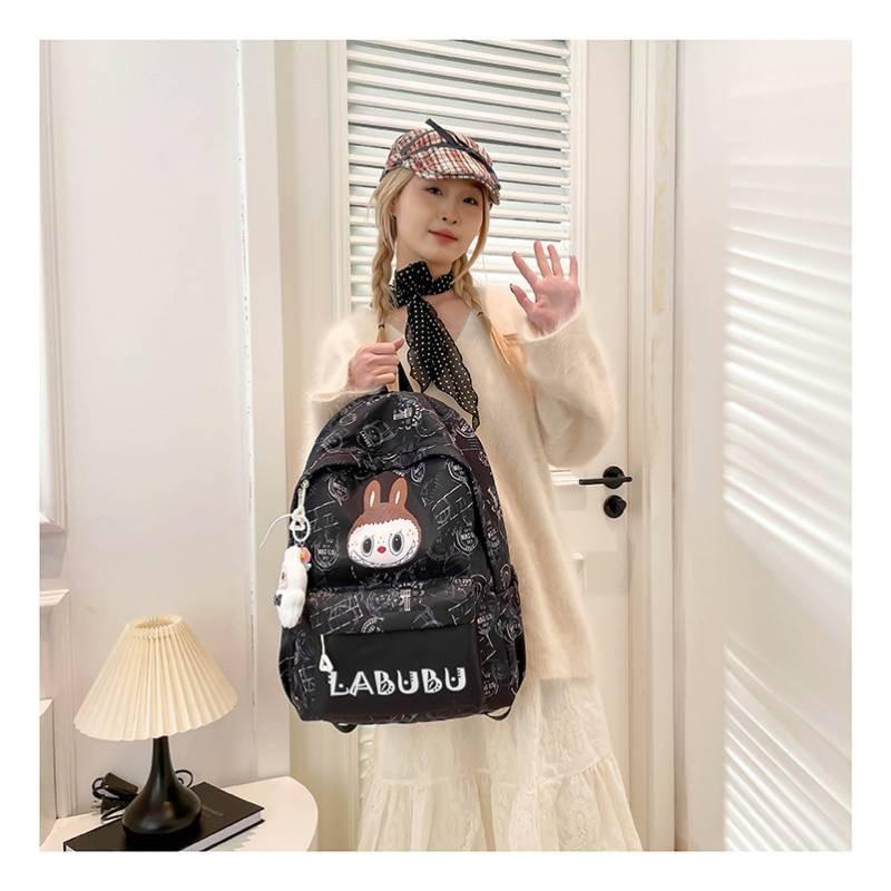 Cartoon Pattern Highcapacity Nylon Backpack Print Designs Girl Student Bag