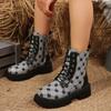 Модный брендовый дизайн, принт, ботильоны на платформе, женские, осень-зима, искусственная кожа, короткие ботинки, женские, нескользящие, на молнии, армейские ботинки, женские