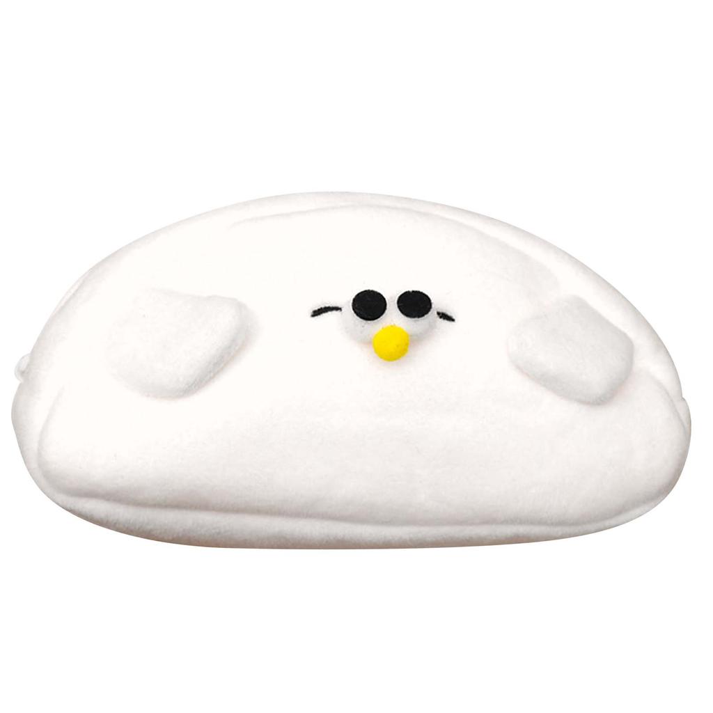 Small Pen Bag Cute Cartoon Seagull White Soft Short Plush Student Pencil Bag for School Offi