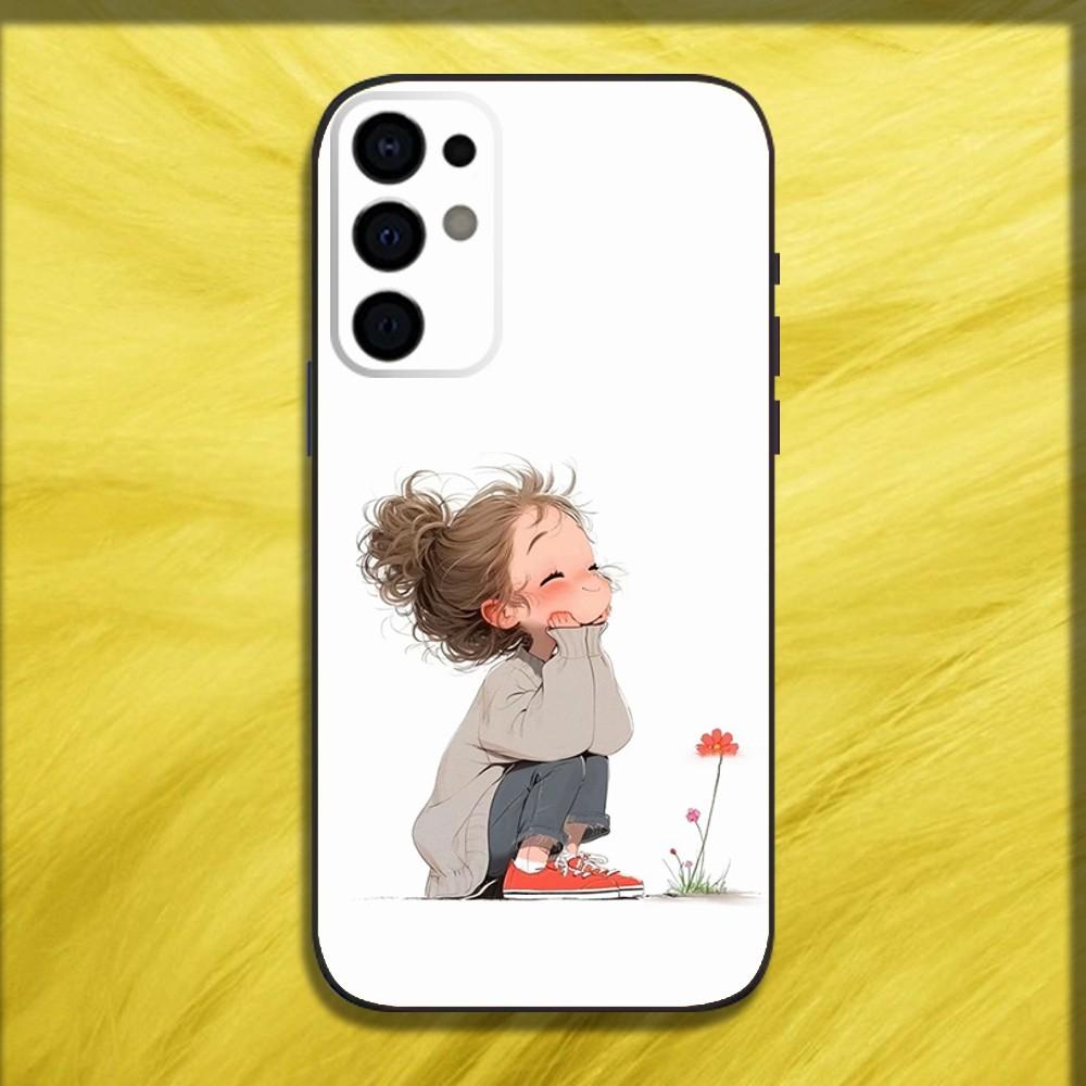 Милый Чехол для Телефона с Девочкой и Собакой для Samsung S25,S24,S21,S22,S23,S30,Ultra,S20,Plus,Fe,Lite,Note,10,9,5G Черный Мягкий Чехол
