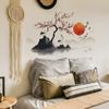 2 Pcs Chinese Style Landscape Painting Sunset Bedroom Living Room Home Background Beautification Decoration Wall Stickers