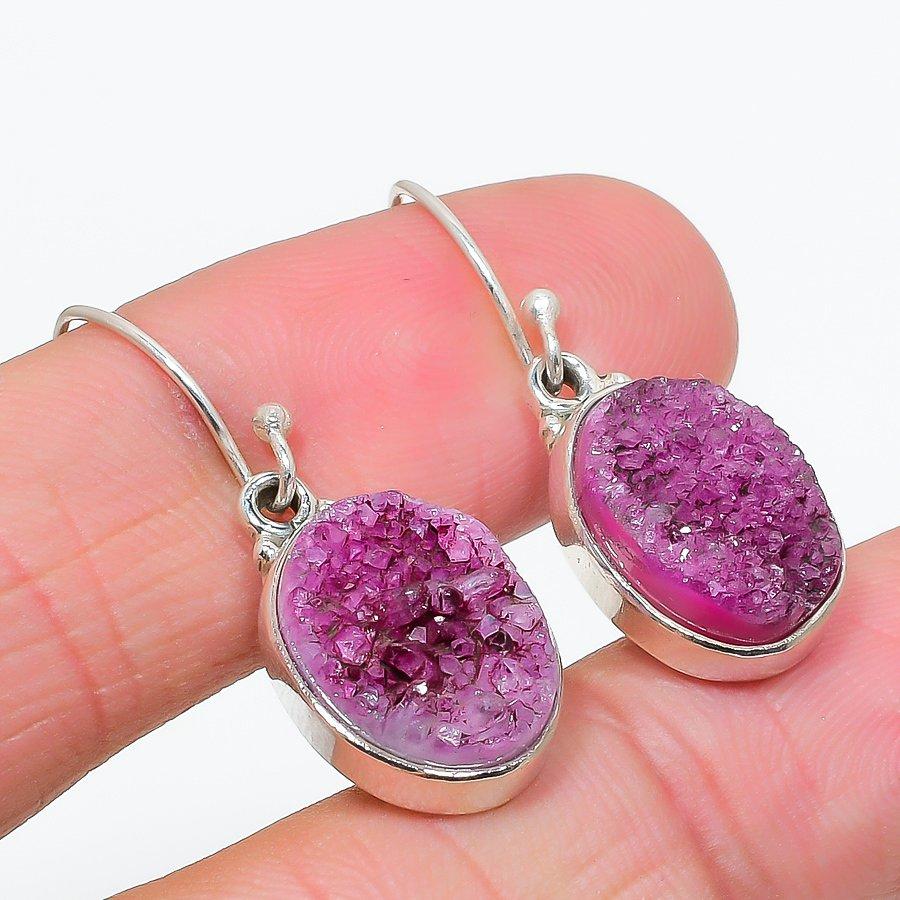 Серьги из стерлингового серебра 925 пробы с натуральным розовым кварцем и драгоценным камнем 1,25 дюйма z4N86
