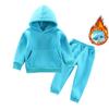 Зимняя детская одежда Детский костюм Теплый свитер для девочек Флисовые толстовки с капюшоном Пуловер Толстовка Брюки Зимний спортивный костюм для девочек и мальчиков Спортивная одежда