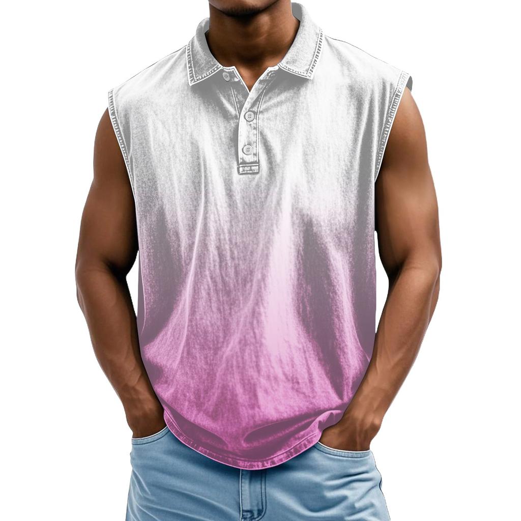 Мужская состаренная рубашка без рукавов с градиентным принтом