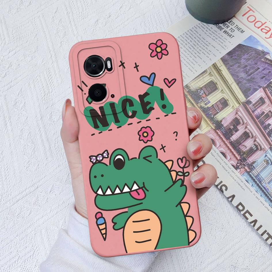 Чехол для OPPO A72 A78 A94 A91 A76 A73 A93 A8 AX7 Задняя крышка Милый динозавр Корпус Ударопрочный Матовый Мягкий силиконовый Защитная пленка для экрана Capa Для бампера OPPO