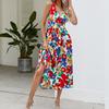 V-neck Sleeveless Beach Dress Women Casual Summer Flower Printed Dress 2023 Elegant High Waist Party Slip Dress Vestidos 25281