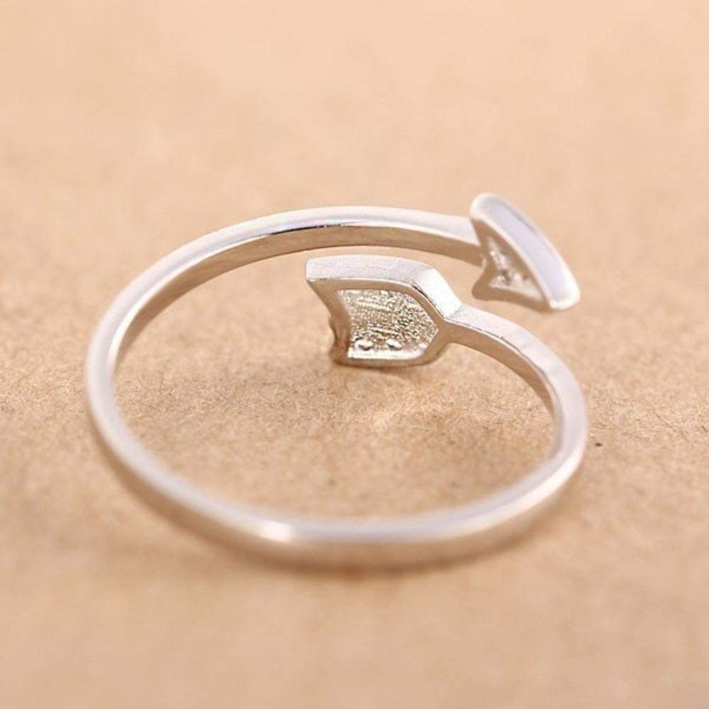 Trendy Open Toe Ring Arrow Heart Design S925 Silver Plated Adjustable Finger Ring for Women
