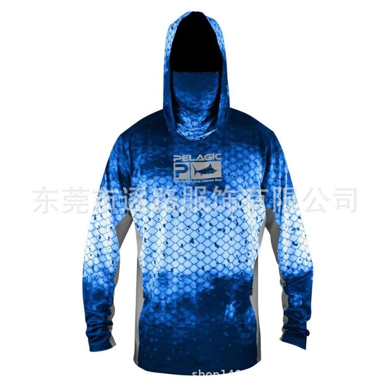 Mens Quick-Dry Fishing Shirt With UV Protection Hooded Face Cover UPF 50 Bamboo Fiber Long Sleeve Outdoor Apparel