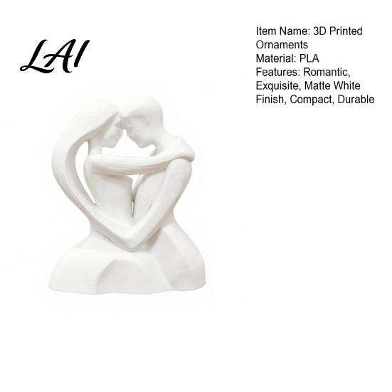 Белые матовые украшения 3D-печать Обнимающаяся пара Скульптура в форме сердца Романтическое объятие Фигурка с отделкой Скандинавский стиль Декор Минималистичный