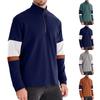 Men's Winter Solid Color Stand Collar Half Zipper Slim Fit Knit Long Sleeve Top