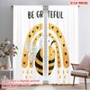 2pcs 2D Flat Printing Window Curtains Cute Bee Rainbow Gratitude Polyester Without Electricity Holiday Decorations Perfect for