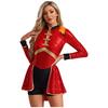 Women Circus Magician Cosplay Bodysuit Long Sleeve Sequins Fringe Epaulet Ringmaster Drummer Halloween Costume
