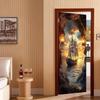 1/2pc Ocean Wall Mural Door Sticker - Removable Self-Adhesive PVC Door Sticker with Sunset and Sailing Scene, Cartoon Theme Home Decor