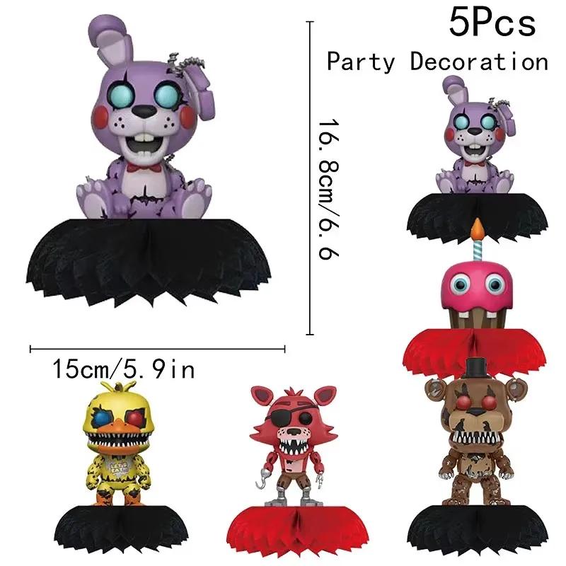 FNAF Хоррор Игра Фредди Бонни Чика Фокси Украшения для Дня Рождения 5 шт. Сотовые Центральные Элементы Стола Тематические Принадлежности для Вечеринки