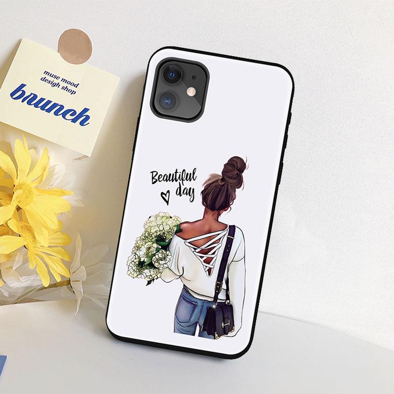 Мягкий силиконовый чехол из ТПУ для телефона Samsung Galaxy A50 A30 S20 S21 Plus IPhone Xiaomi Redmi Note 9S Huawei Fashion Girl Pattern Case Cover