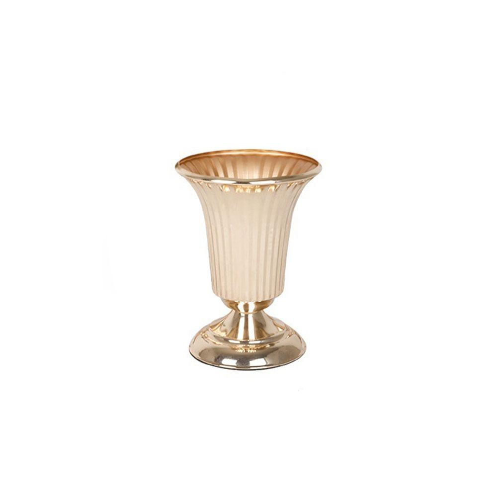European Style Wedding Flower Vase Golden Dried Flower Pot Metal Trumpet Vases Living Room