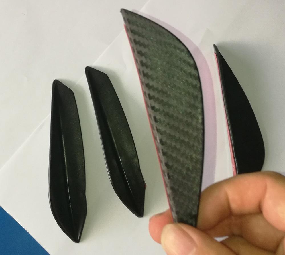 4pcs ABS Carbon Fiber Style Car Front Bumper Fins Lip Canards Splitter Trim Kit