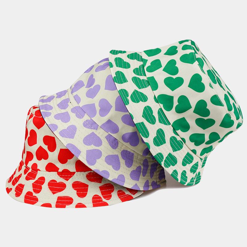 Heart Love Reversible Fisherman Hat For Summer Sun Protection Breathable Cute Outdoor Accessory